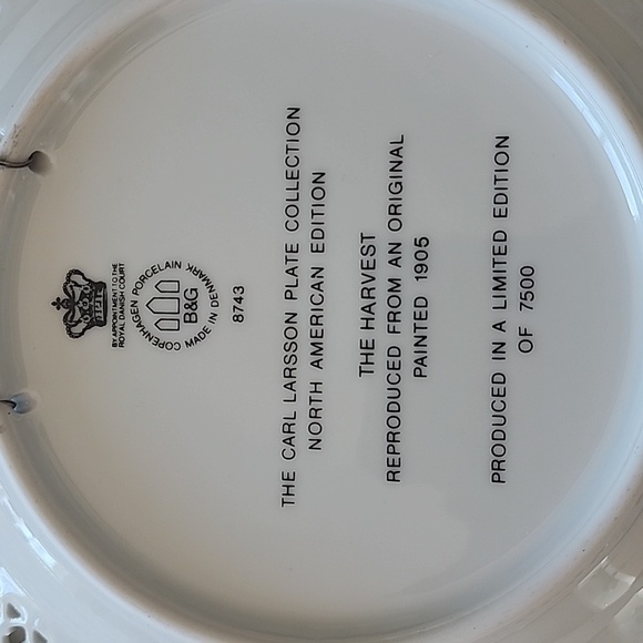 Denmark/ Danish Carl Larsson Plate Collection "The Harvest" limited edition! - Picture 4 of 7